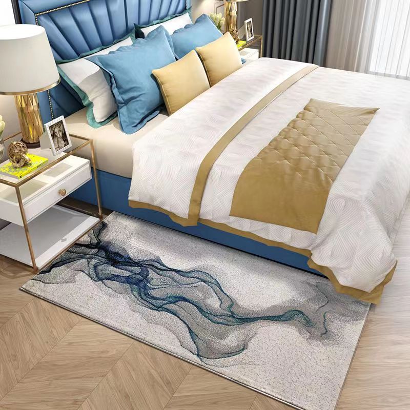 Feblilac Abstract Modern Concise Style Grey and Blue Flowing River Bedroom Mat - Feblilac® Mat