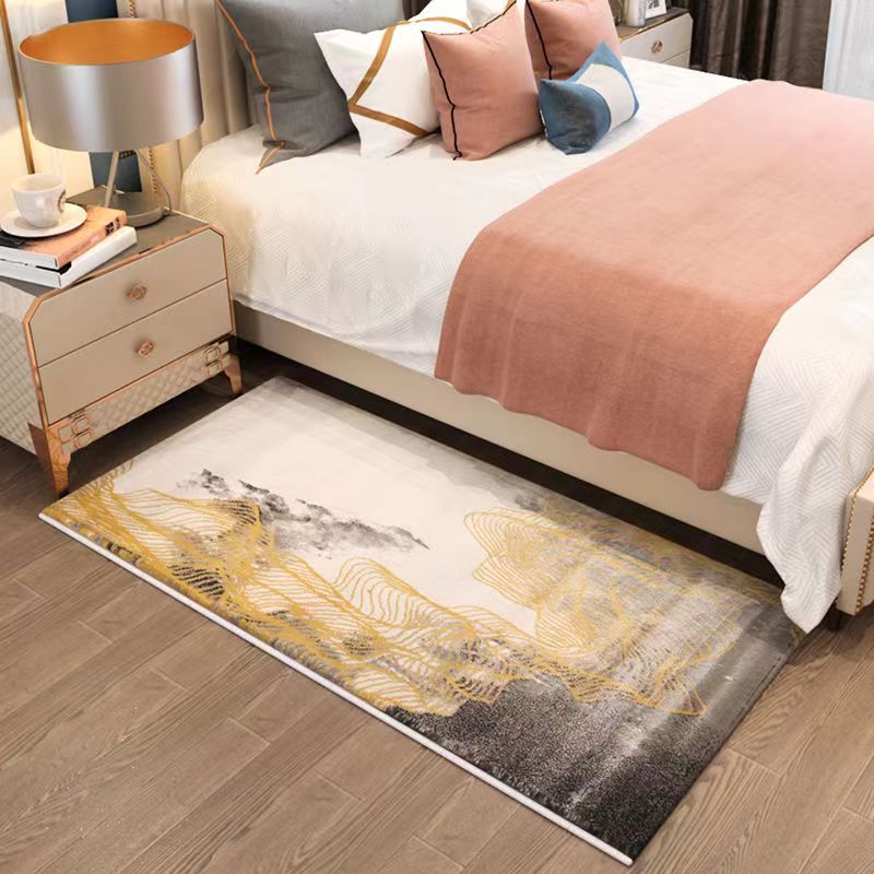 Feblilac Abstract Modern Concise Style Grey and Golden Mountain Bedroom Rug - Feblilac® Mat
