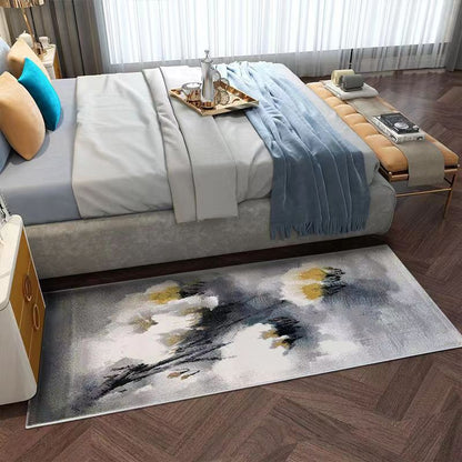 Feblilac Abstract Modern Concise Style Black Tree and Golden Flowers Bedroom Rug - Feblilac® Mat