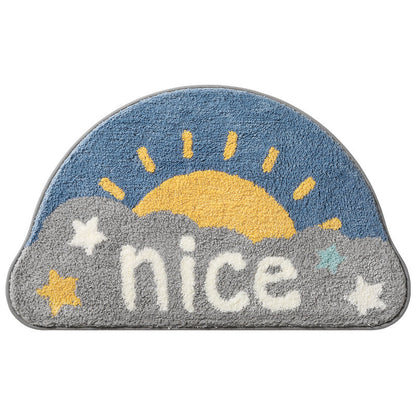 Feblilac Semicircle Sun and Mountain Bath Mat, Sunrise in Snow Mountains Mat - Feblilac® Mat