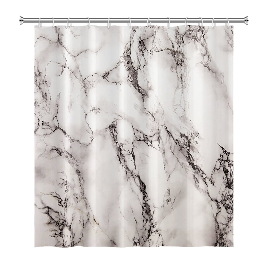 Feblilac Grey and Yellow Marble Pattern Texture Shower Curtains with Hooks, Bathroom Curtains with Ring, Uniqu - view 2