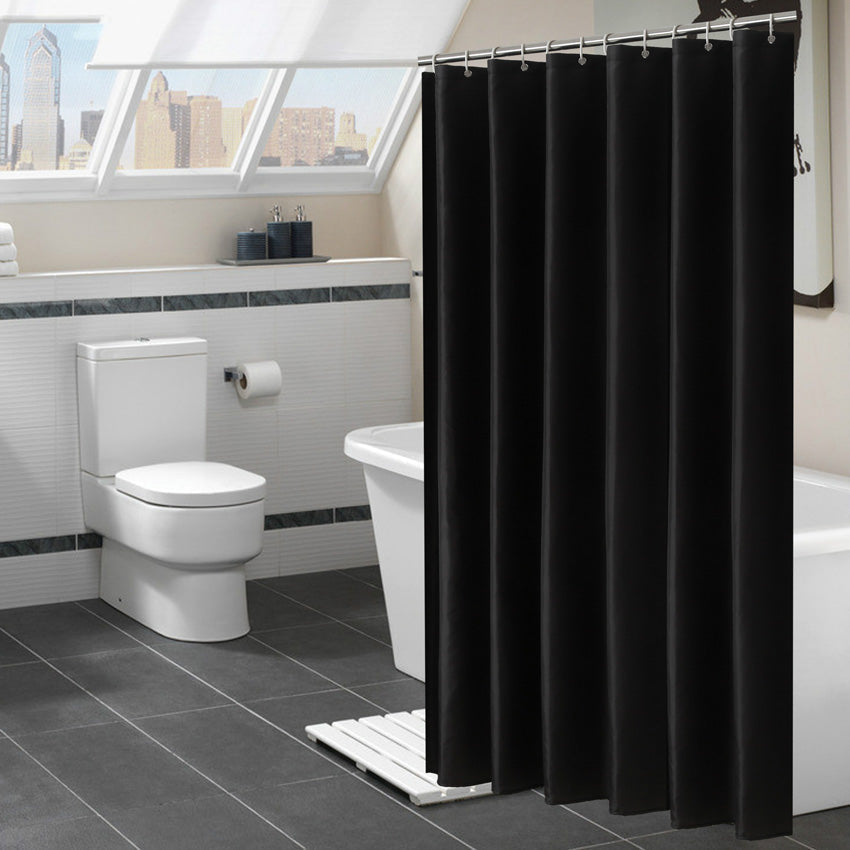 Modern Solid Black Shower Curtain with or without hooks, Thick Pure Color Shower Curtain For Bathroom, Waterpr