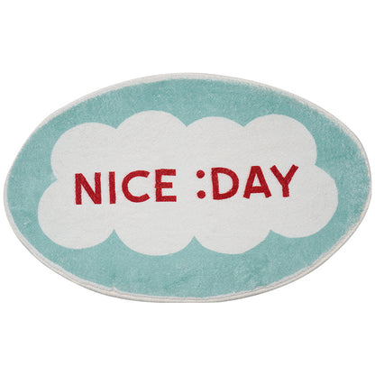 Nice Day Ellipse White and Green Bath Mat