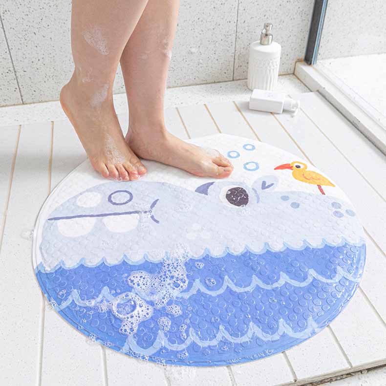 Feblilac PVC Cute Cartoon Animal Suction Cups Tub Rug, Anti Slip Bathtub Mats