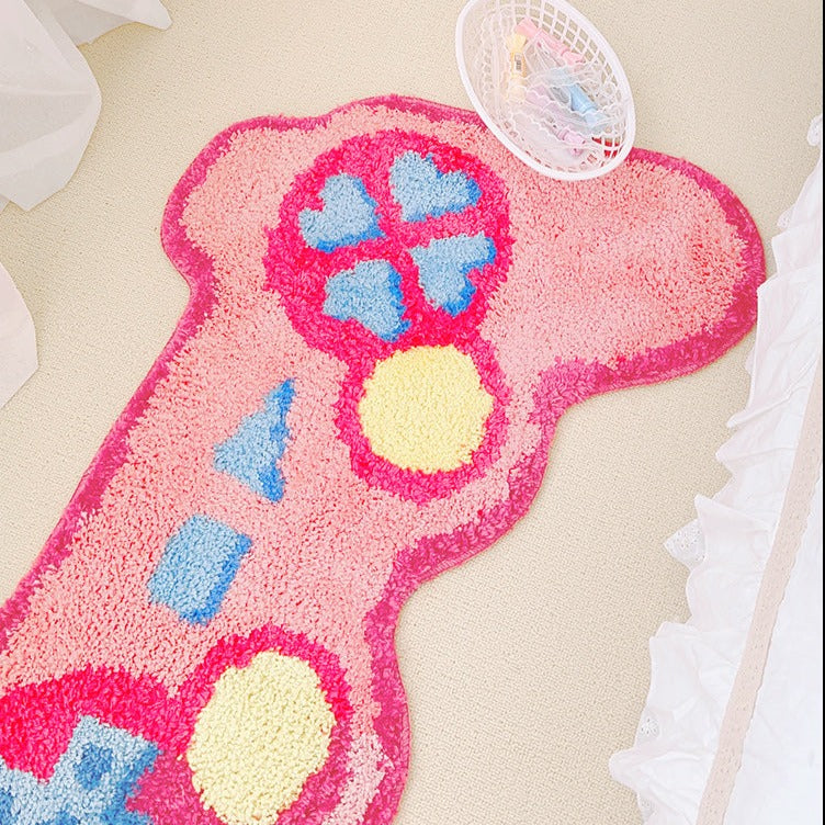 Pink Video Game Controller Mat for Bedroom, Soft and Water-Absorbent