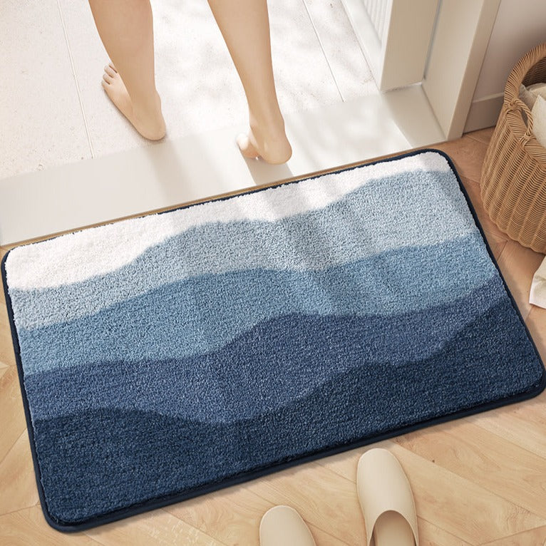 Feblilac Blue Wave Ocean Bath Mat Rug - view 2