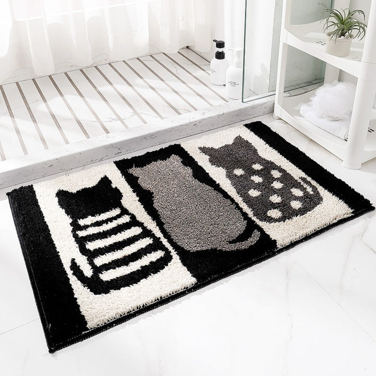 Three Cats Bathroom Rug, Non-Slip and Washable - Feblilac® Mat