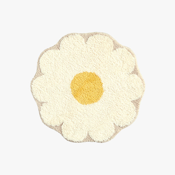 Cute Round Daisy Flower Mat for Bedroom Area Rug, Area Floral Carpet