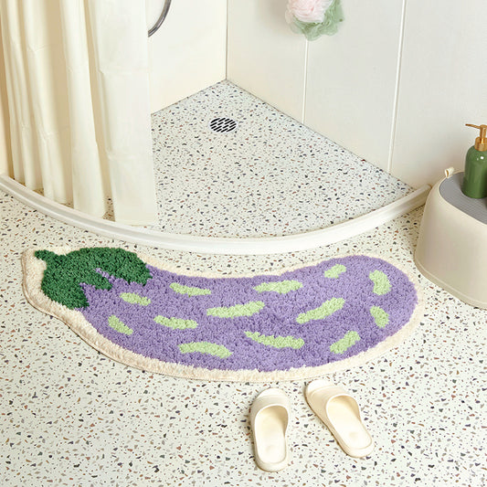 Cute Eggplant Bath Mat, Funny Purple Bathroom Rug - Feblilac® Mat