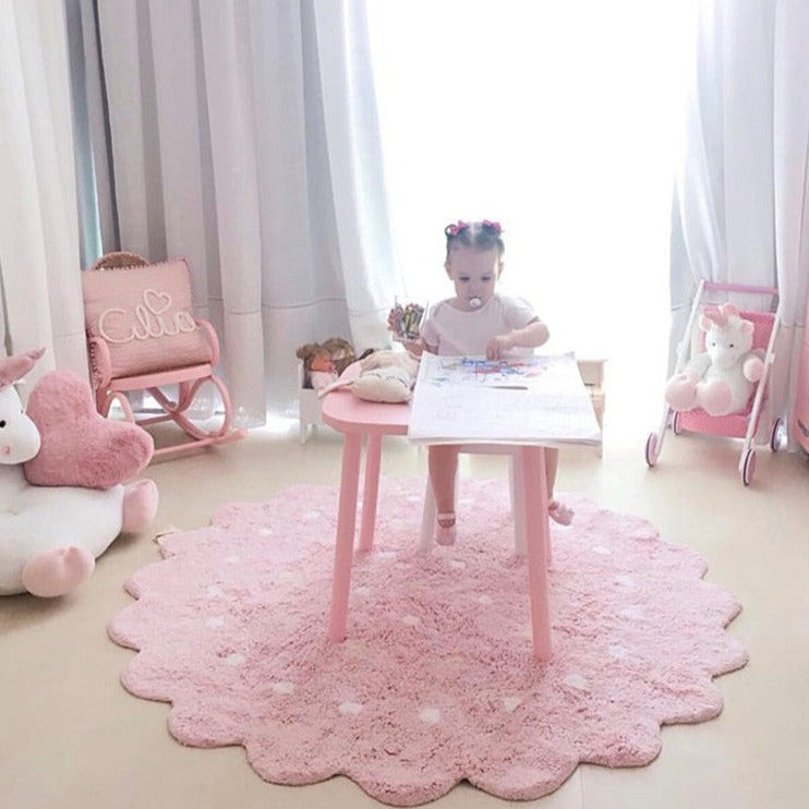 Pink and White Polka Dot Mat, Round Rug - view 3