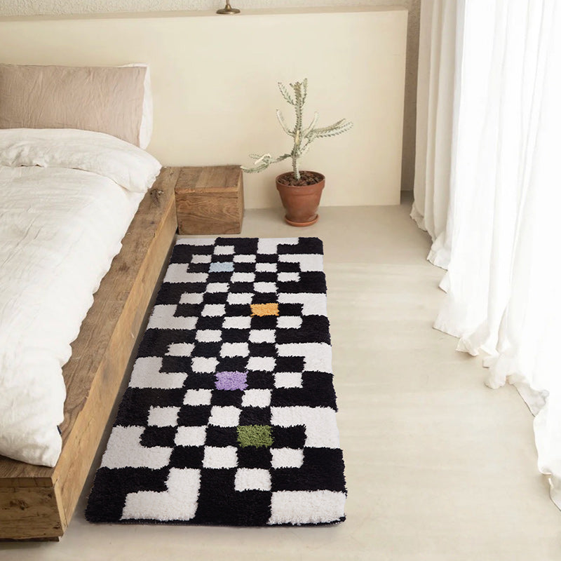 Black and White Checkerboard Bedroom Mat - Feblilac® Mat
