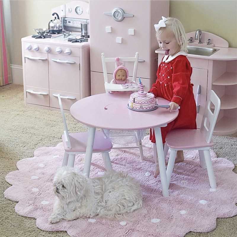 Pink and White Polka Dot Mat, Round Rug - view 2