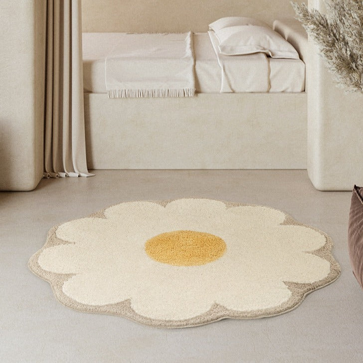 Cute Round Daisy Flower Mat for Bedroom Area Rug, Area Floral Carpet ...