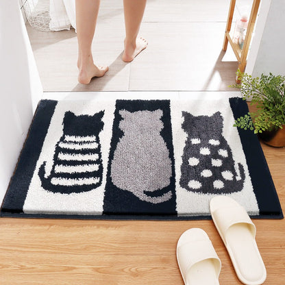 Three Cats Bathroom Rug, Non-Slip and Washable - Feblilac® Mat