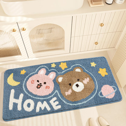 Feblilac Cute Rabbit and Bear Tufted Bath Mat