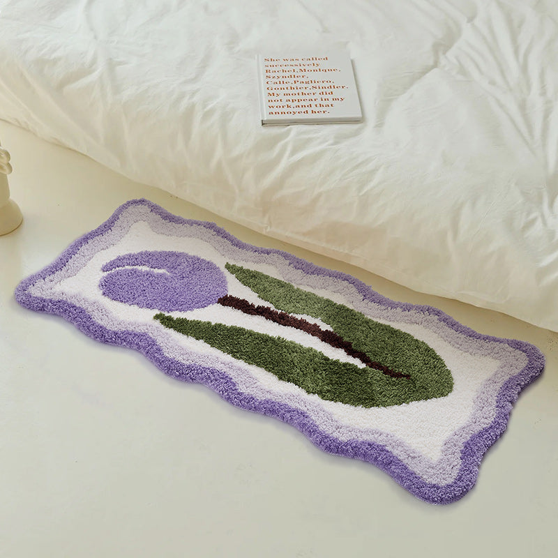 Purple Flowers Tulip Bedroom Runner Mat - Feblilac® Mat