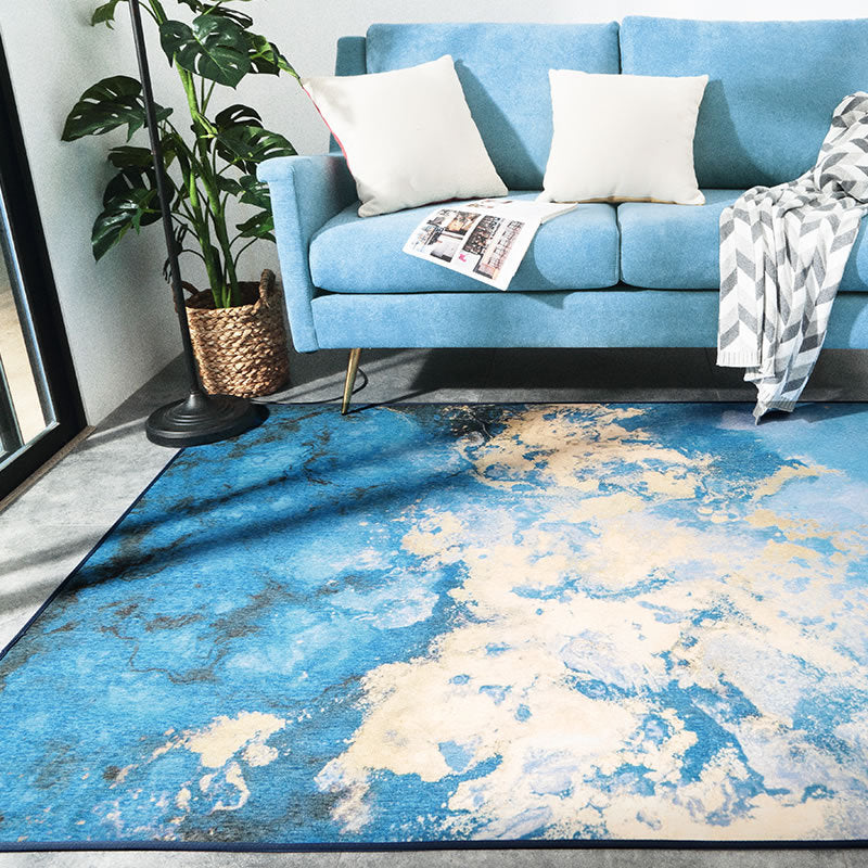Feblilac Abstract Golden Cloud and Blue Sky Mat Rug Carpet - Feblilac® Mat