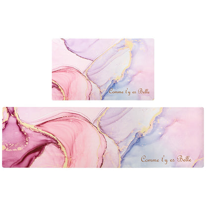 Feblilac Pink Purple Gradient Abtract Stream PVC Leather Kitchen Mat - Feblilac® Mat