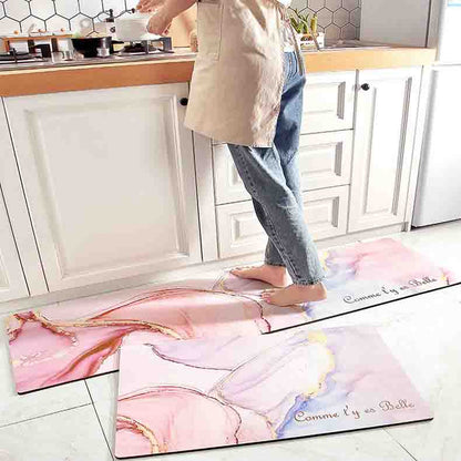 Feblilac Pink Purple Gradient Abtract Stream PVC Leather Kitchen Mat - Feblilac® Mat