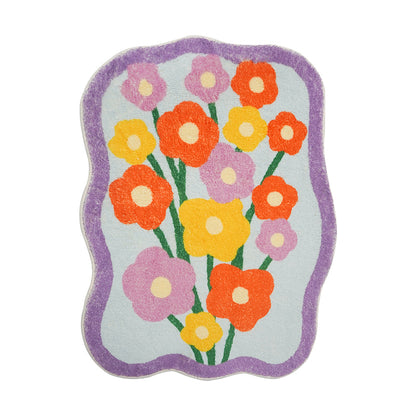 Purple Yellow and Orange Flowers Bath Mat - Feblilac® Mat