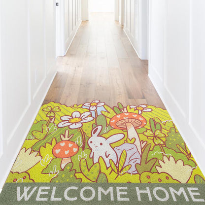 Rabbit and Forest Cartoon Door Mat