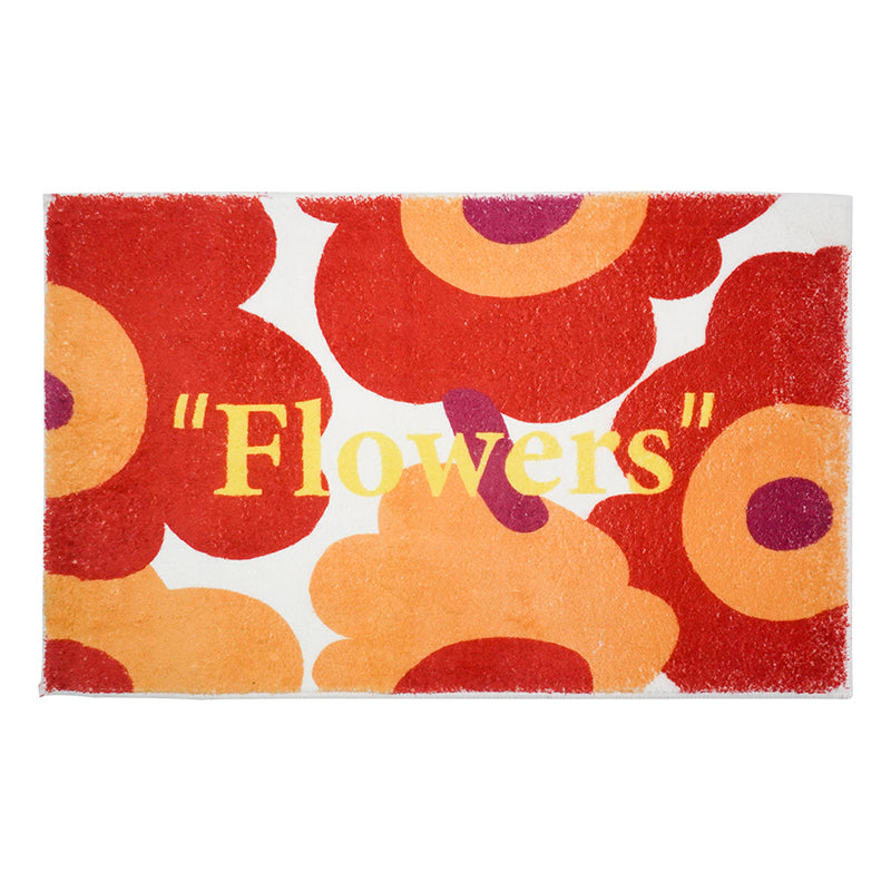 Red and Orange Flowers Bath Mat