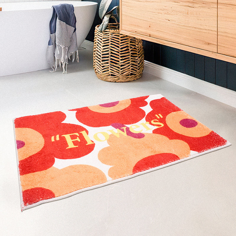 Red and Orange Flowers Bath Mat