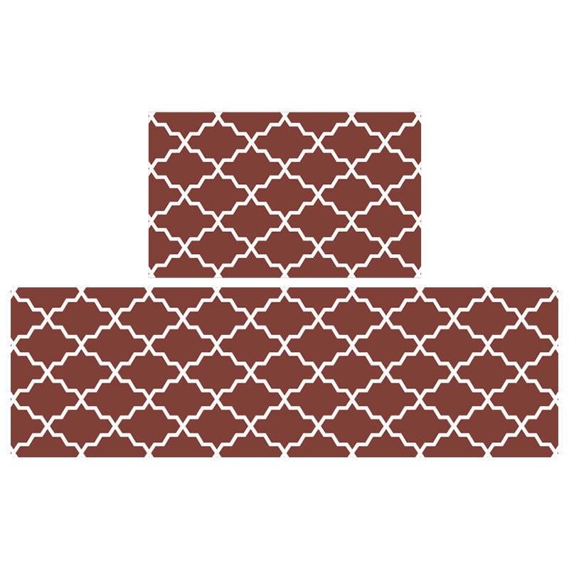 Feblilac Grey/Red/Blue/Brown Water Wave Geometric Pattern PVC Leather Kitchen Mat Mom‘s Day Gift - Feblilac® Mat
