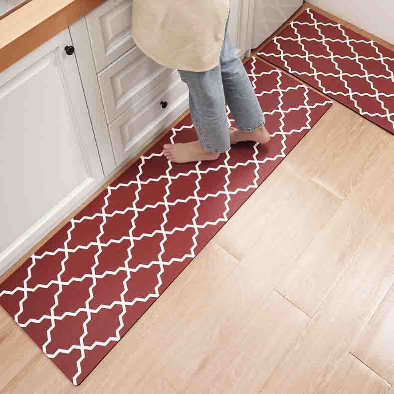 Feblilac Grey/Red/Blue/Brown Water Wave Geometric Pattern PVC Leather Kitchen Mat Mom‘s Day Gift - Feblilac® Mat
