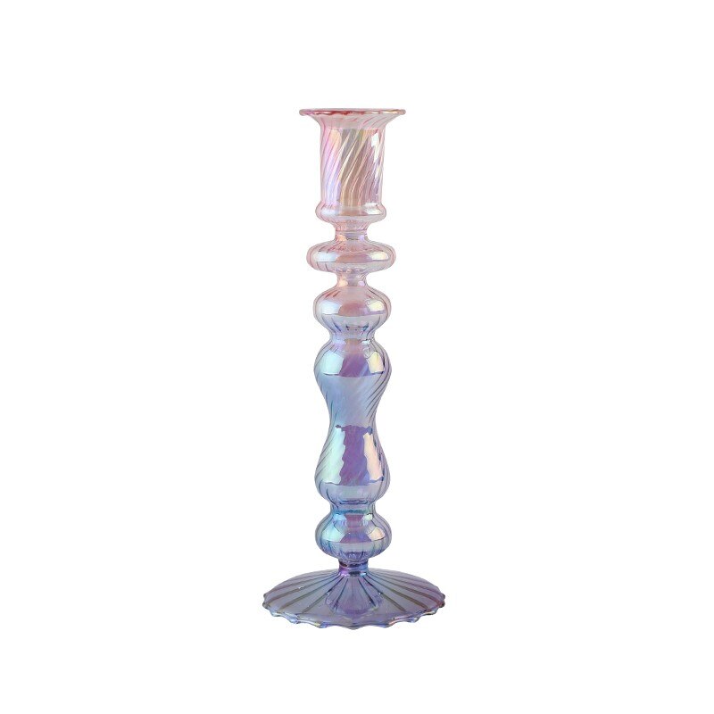 Ribbed Glass Candleholders - Mermaid