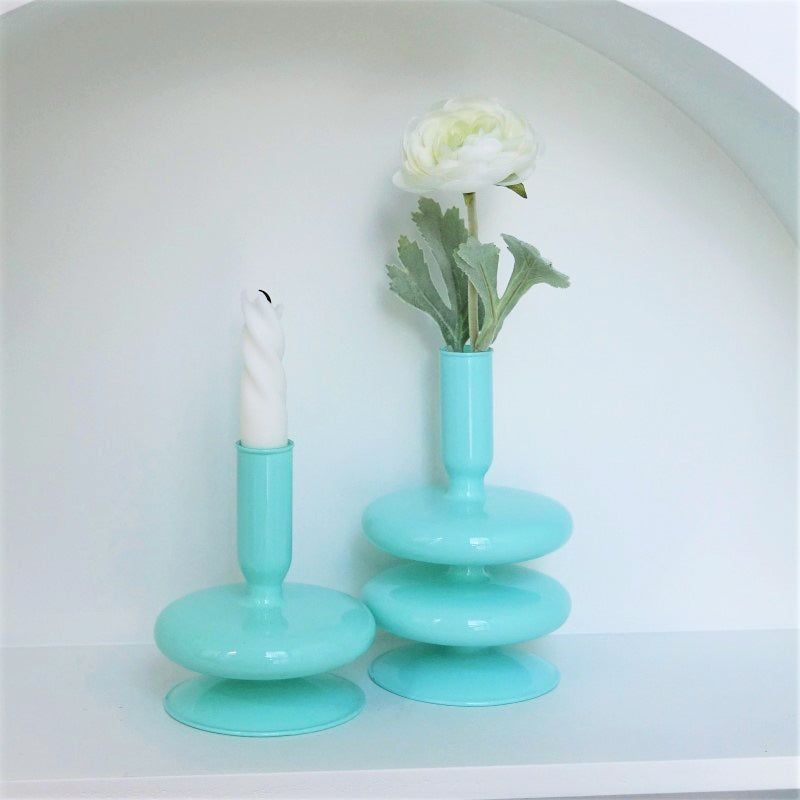 Mint Green Glass Candleholder