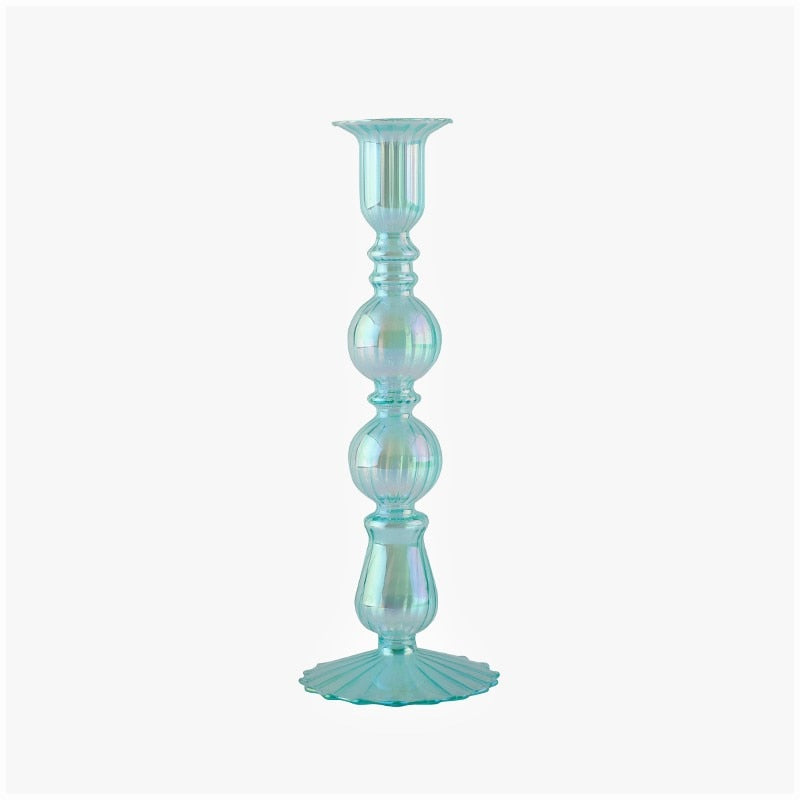 Ribbed Glass Candleholders - Mermaid