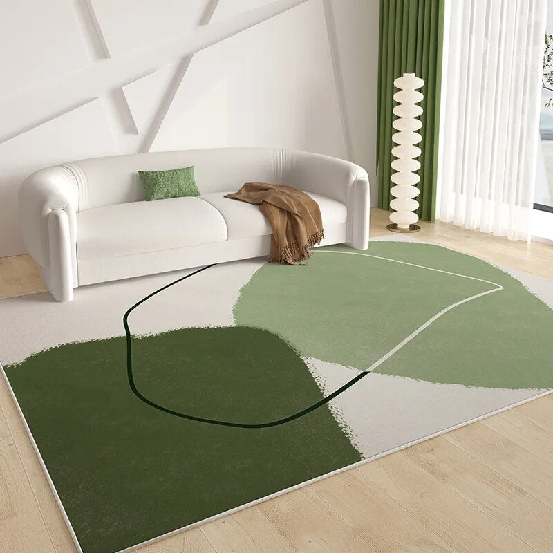 Green French Style Carpets for Living Room Decoration Rugs for Bedroom Decor Carpet Non-slip Area Rug Home Short Pile Floor Mats