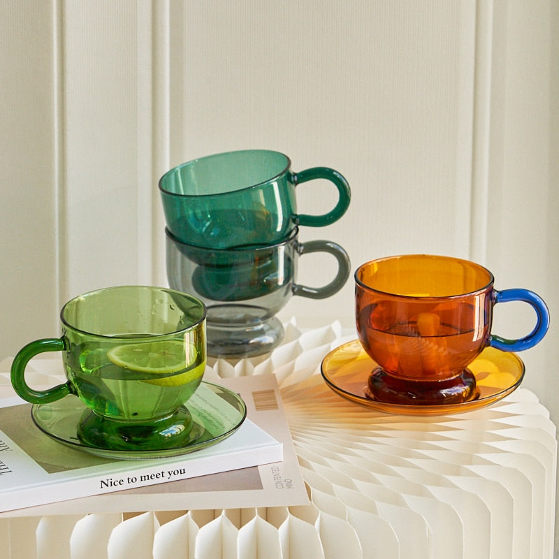 Vintage Style Glass Mug - 3 colours, Pair