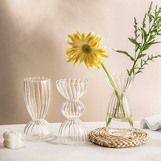 Ribbed Borosilicate Glass Vase