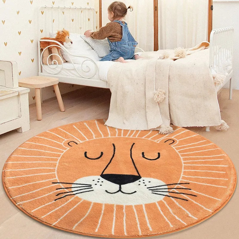 Nordic Carton Round Rug Carpets for Home Living Room Bedroom Kids Room Blanket Plush Floor Mat Decoration Salo - view 4