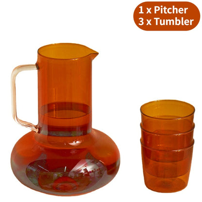 Pitcher Jug and Cup Set (Amber, Blue)