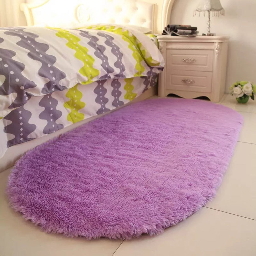 New Thick Fluffy Rugs Cute 40*60cm Oval Anti-skid Carpet Shaggy Area Rug Carpet Home Bedroom Dining Room Floor - view 5