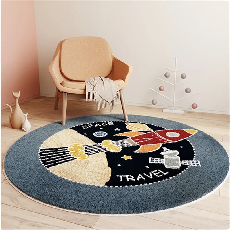 Nordic Carton Round Rug Carpets for Home Living Room Bedroom Kids Room Blanket Plush Floor Mat Decoration Salo - view 18