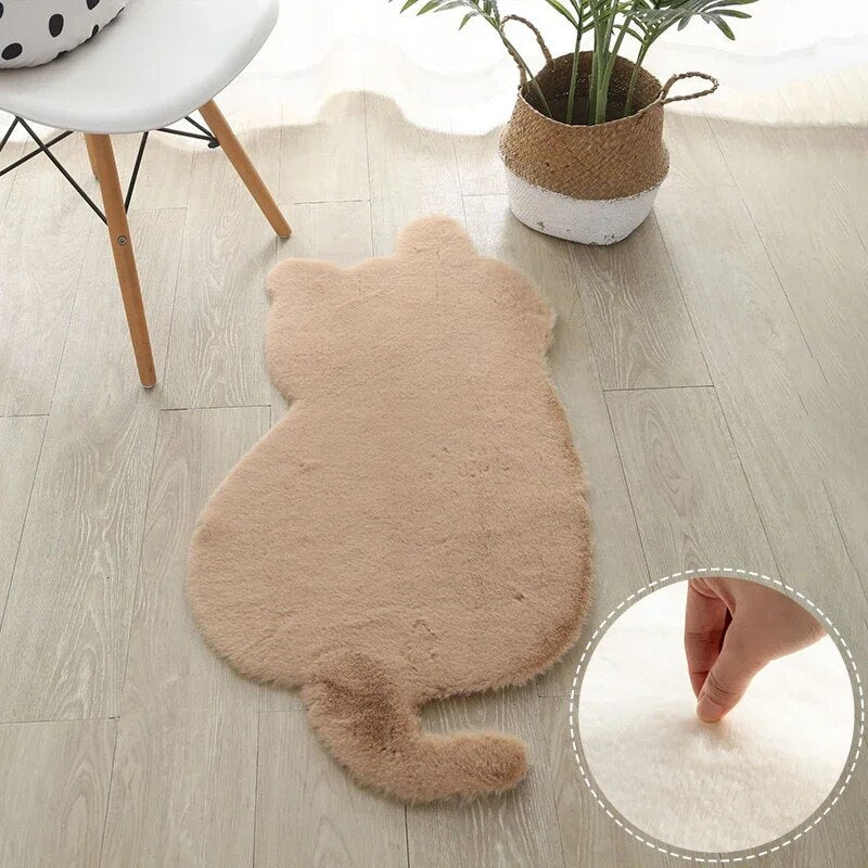 Cat Plush Carpet for Living Room Shaggy Rug Cat Patterns Floor Mat Anti-slip Long Hair Solid Bedroom Carpets Decor