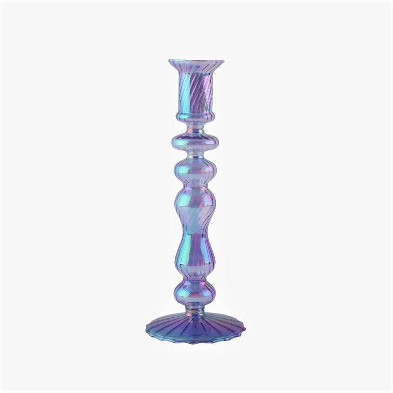 Ribbed Glass Candleholders - Mermaid