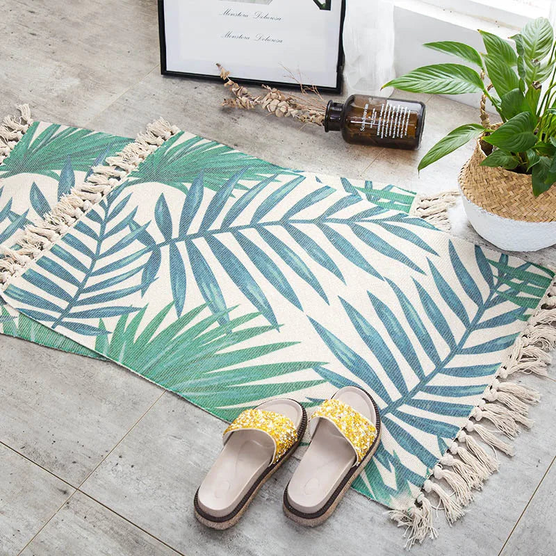 Retro Bohemia Hand Woven Cotton Linen Carpet Tassel Rug Floor Mat Tapestry Decorative Blanket Home Decor - view 14