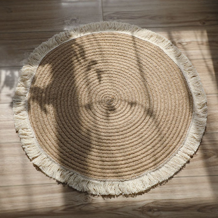 Jute B&B Floor Mats Home Japanese Study Minimalist Wind Retro Woven Coffee Table Mat Living Room Sofa Mat