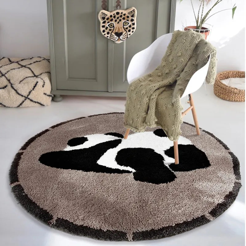 Thicken Panda Round Carpets Imitation Cashmere Floor Mat Decoration Rugs Living Room Plush Carpet Home Fluffy - view 3