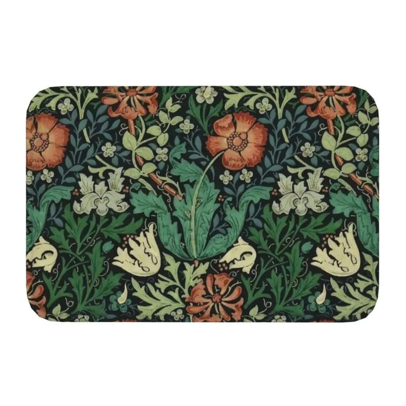 Custom William Morris Compton Floral Art Nouveau Pattern Doormat Bath Door Floor Mat Textile Pattern Toilet Ru