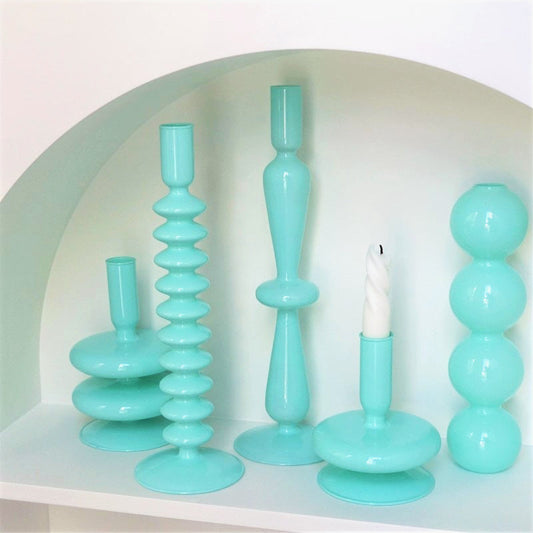 Mint Green Glass Candleholder