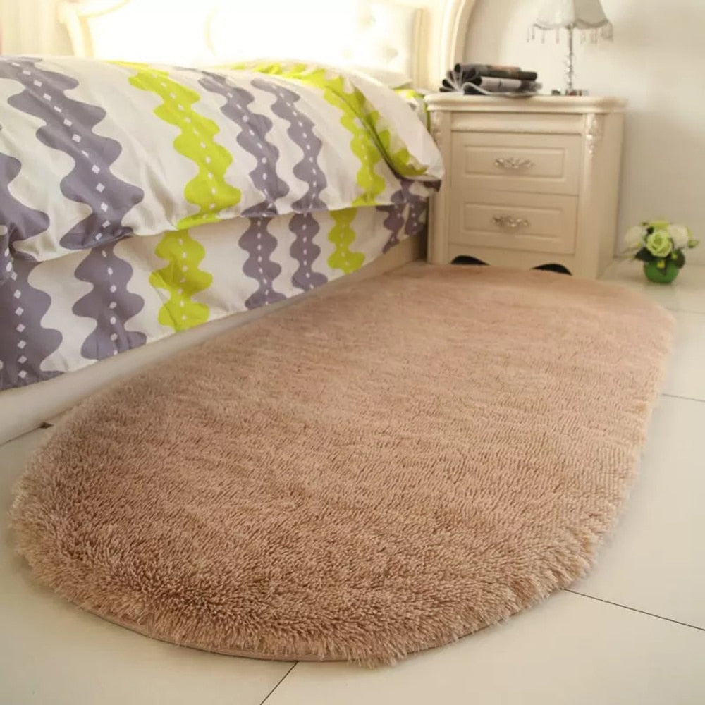 New Thick Fluffy Rugs Cute 40*60cm Oval Anti-skid Carpet Shaggy Area Rug Carpet Home Bedroom Dining Room Floor Mat Fashion