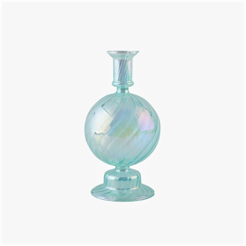 Ribbed Glass Candleholders - Mermaid