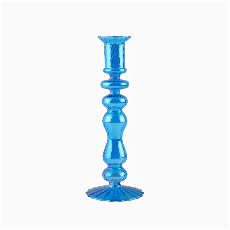 Ribbed Glass Candleholders - Mermaid