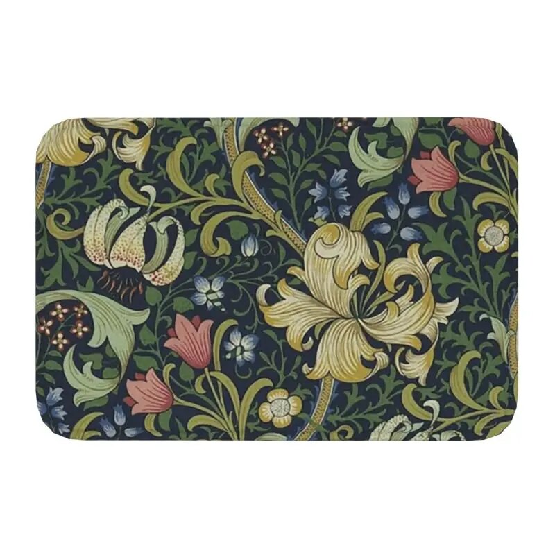 Custom William Morris Compton Floral Art Nouveau Pattern Doormat Bath Door Floor Mat Textile Pattern Toilet Ru - view 17
